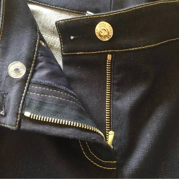 St. John Sport bootcut jeans Vintage Y2K size 0 gold logo & stitching dark navy - Picture 5 of 12